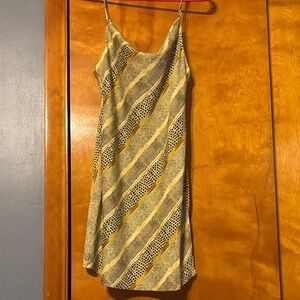 Urban Outfitters Yellow and Black Patterned Slip Dress